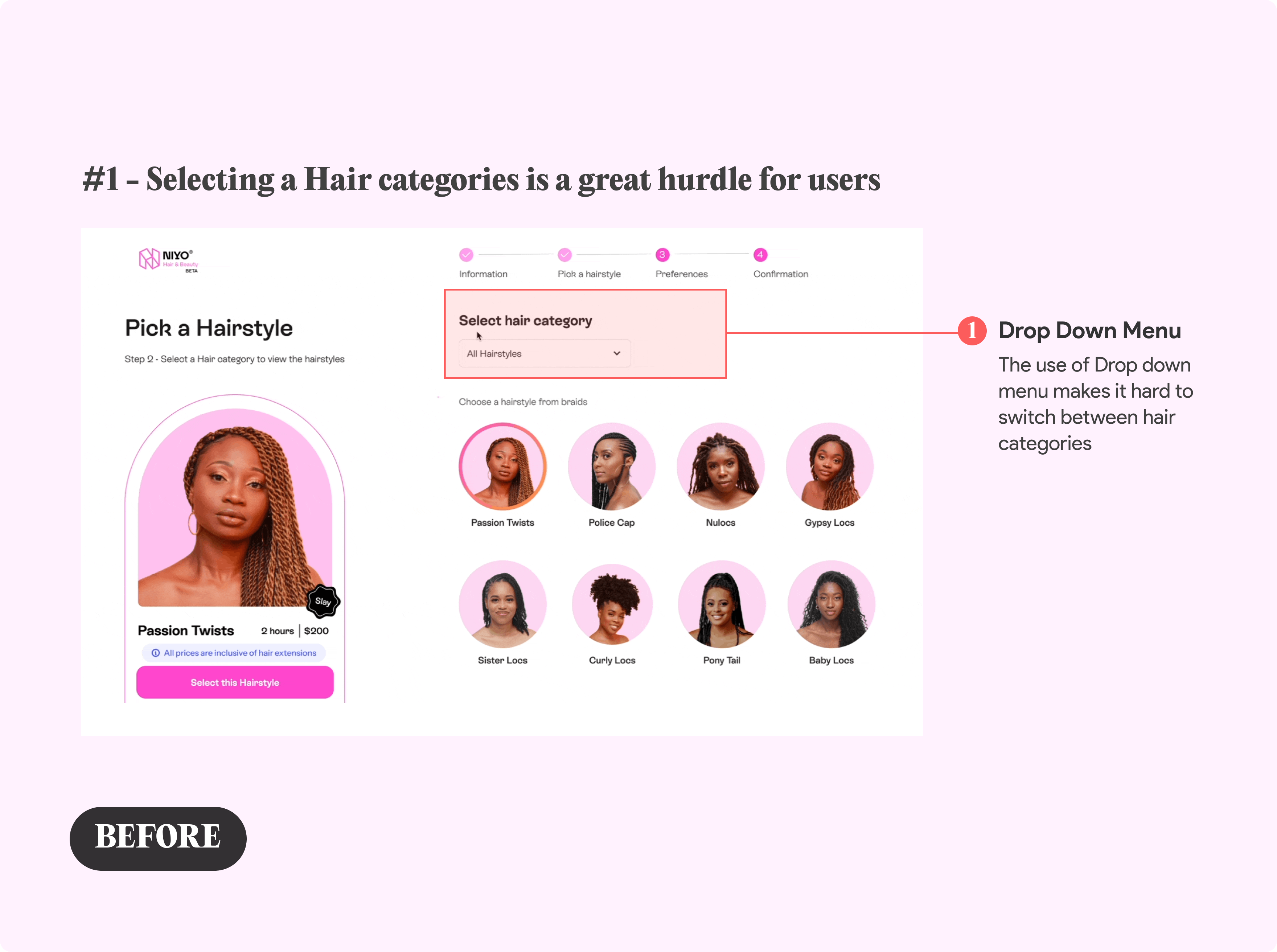 Before: A better way to select hair categories